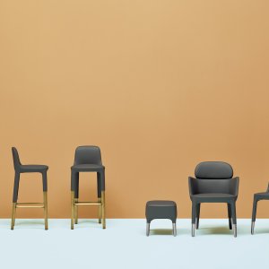 Ester 690 armchair by Pedrali, 26.2 in wide, with aluminum legs