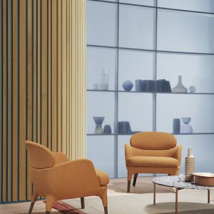 Ester 690 in three-quarter view with fabric upholstery