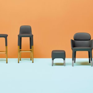 Ester 690 armchair by Pedrali, 26.2 in wide, with aluminum legs
