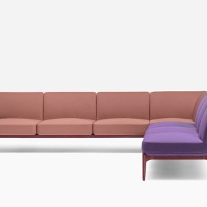 Feather cushion DSO2.3 resting on a Social Plus three seater
