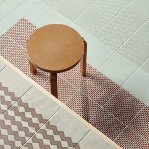 Cobble Blue pattern from the Tape collection in glazed stoneware