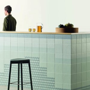 Grainy Green pattern from the Tape collection in glazed stoneware