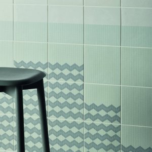 Zigzag Green pattern from the Tape collection in glazed stoneware