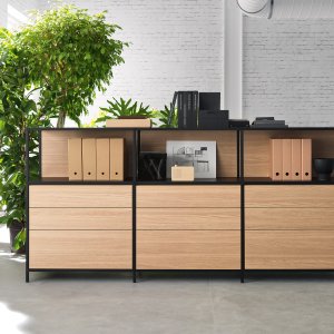Pigreco meeting table for eighteen in walnut-tone melamine
