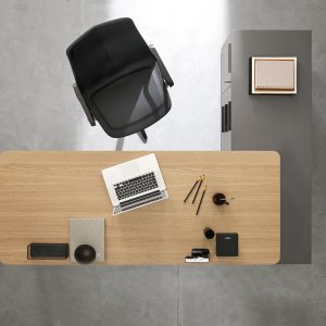 Biblos open bookcase dividing two Pigreco work areas