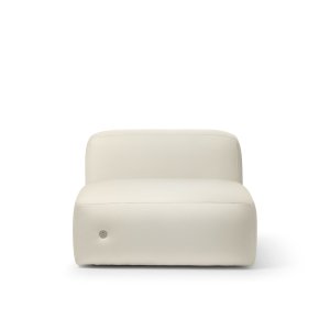 One Hundred composition with ottomans floating in a corporate lounge