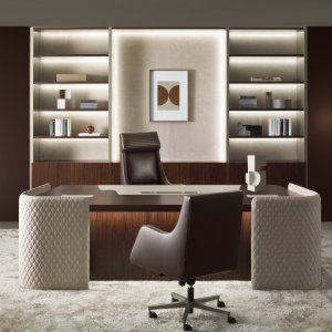 Royal desk top in dark brown rosewood type veneer