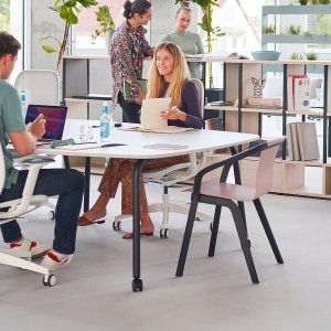 Clear white 5-star polyamide base of the Sedus se:air with 2½ inch casters