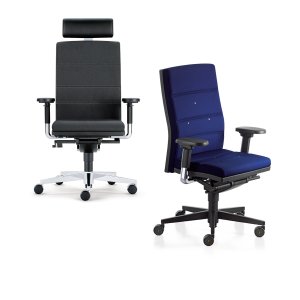 mr.24 task chair by Sedus in blue fabric with high back and adjustable armrests