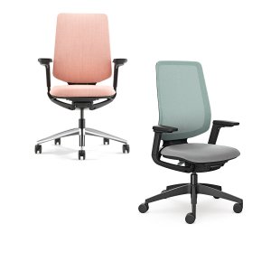 Ergonomic task chair se:flex by Sedus with mid gray mesh back at a shared workstation