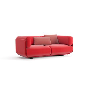 Bi-material Shaal sofa with contrasting shell and cushions