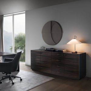 Siena desk with lacquered top matched to the leather range