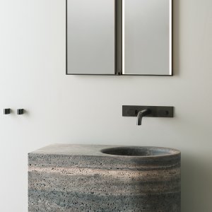 Sixty faucet in satin stainless steel, design Glenn Sestig