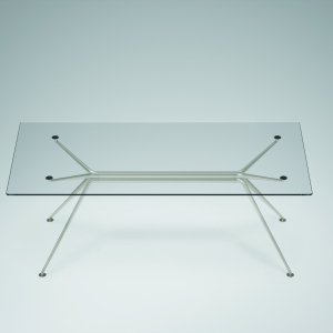 Cosmos designer office desk by Tecno with four-ellipse aluminium spine