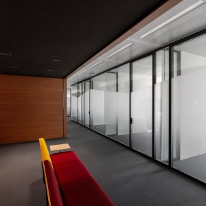 Office floor with meeting rooms built from the Tecno W80 system