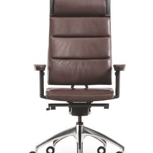 Polished aluminium five-star base of the Sedus Open Up