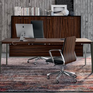X9 executive desk by Quadrifoglio with return and service box