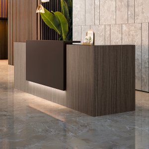 Lowered counter section of the Z2 by Quadrifoglio desk in continuity with the main run