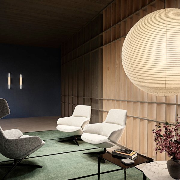Corporate lounge with Arper designer armchairs and seating