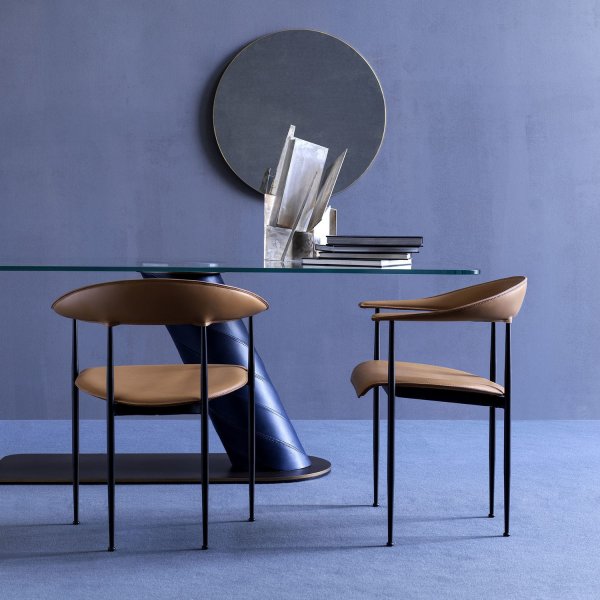 Fasem leather writing desk and armchair in a U.S. corner office