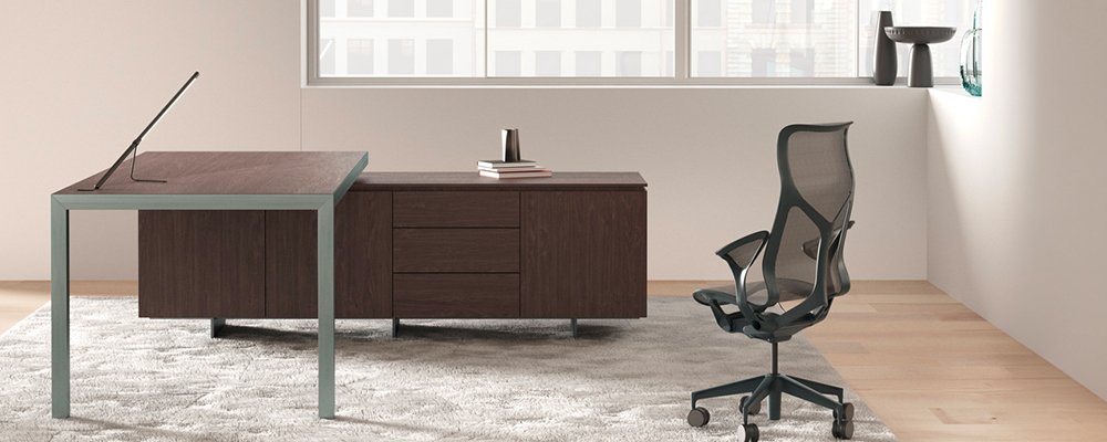 Desk with return and credenza